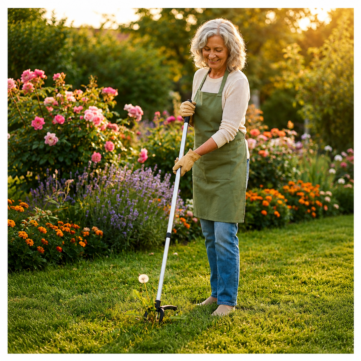The Complete No-Bend Garden Kit (Kneeler + Weed Puller + Knee Pads - Granny Garden